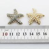 30mm 5Pcs/lot Starfish Pearl Crystal Rhinestone Metal Embellishment Buttons