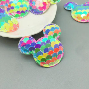 16Pcs Glitter Sequins Fabric Mouse Padded Patches for DIY Crafts