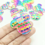 16Pcs Glitter Sequins Fabric Mouse Padded Patches for DIY Crafts