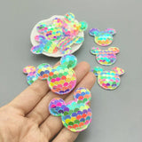 16Pcs Glitter Sequins Fabric Mouse Padded Patches for DIY Crafts