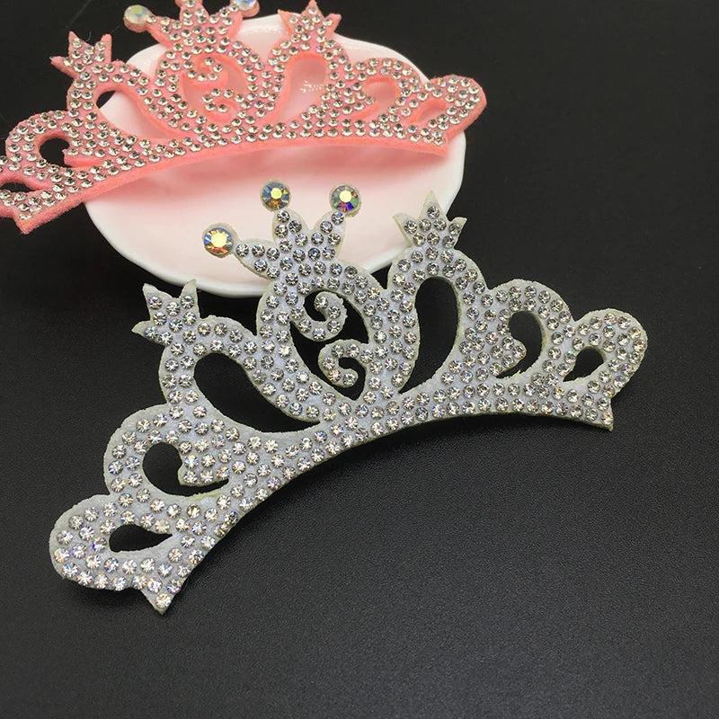 10Pcs 10MM Padded Crown Rhinestone Patches DIY Clothes Crafts Decor