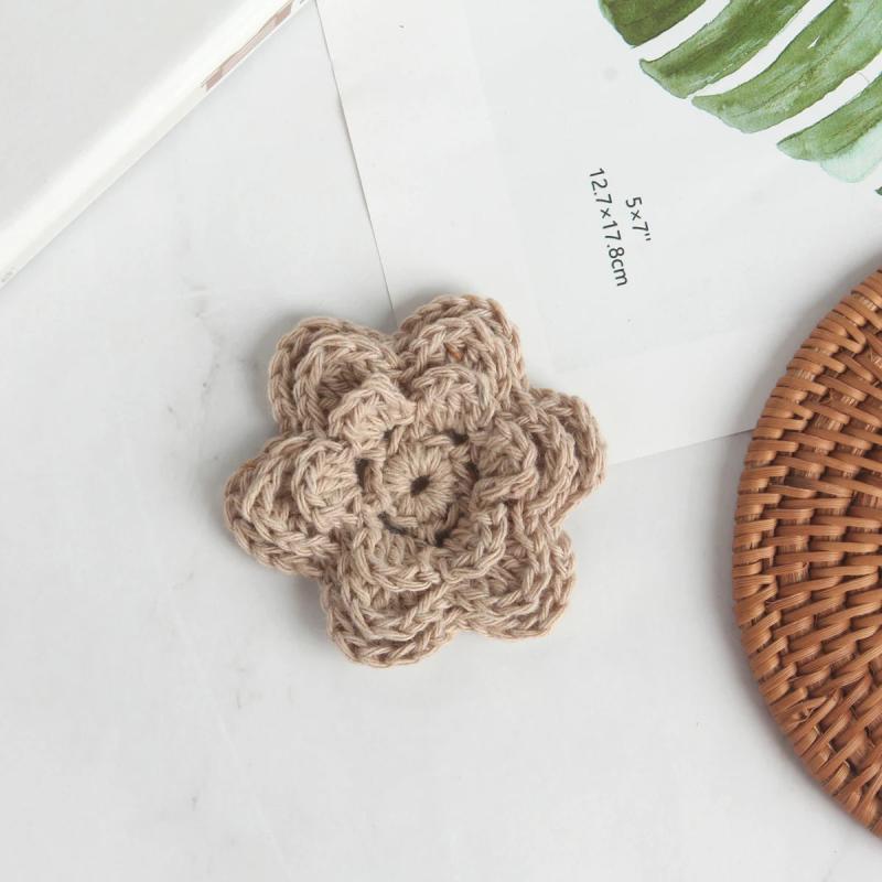 10Pcs Mini 3D Flowers Crochet DIY Applique Baby Hair Clip Hat Headwear