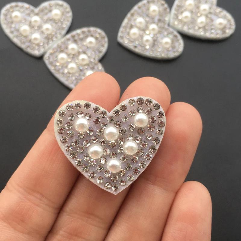 20Pcs Two Heart Rhinestones Bead Appliques Craft Decoration DIY Accessories