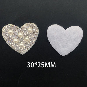 20Pcs Two Heart Rhinestones Bead Appliques Craft Decoration DIY Accessories