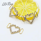 10Pcs Hearts Double Ring Rhinestone Slider Buckles DIY Wedding Gift Hair Bow