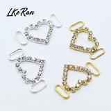 10Pcs Hearts Double Ring Rhinestone Slider Buckles DIY Wedding Gift Hair Bow
