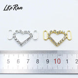 10Pcs Hearts Double Ring Rhinestone Slider Buckles DIY Wedding Gift Hair Bow