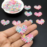 50Pcs Heart Shape Beaded Patches for Clothing DIY Hair Clip Decoration