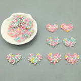 50Pcs Heart Shape Beaded Patches for Clothing DIY Hair Clip Decoration