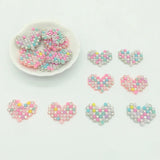 50Pcs Heart Shape Beaded Patches for Clothing DIY Hair Clip Decoration