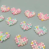 50Pcs Heart Shape Beaded Patches for Clothing DIY Hair Clip Decoration
