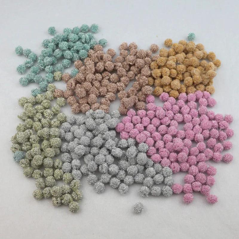 300Pcs 10mm Glitter Pom Pom Balls for DIY Crafts