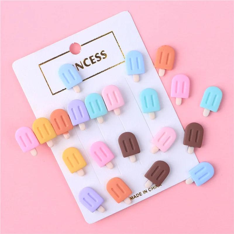 30Pcs Mini Popsicle Resin Earrings Hairpin Crafts Ice Cream Arts Applique