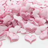 100Pcs Glitter Cloth Heart Appliques DIY Sewing Supplies Decor Patches