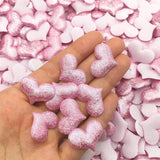 100Pcs Glitter Cloth Heart Appliques DIY Sewing Supplies Decor Patches