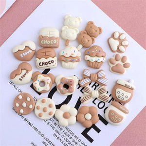 20Pcs Cartoon Resin Food Toy Cake Donuts Flowers DIY Hairpin Brooch Jewelry