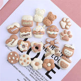 20Pcs Cartoon Resin Food Toy Cake Donuts Flowers DIY Hairpin Brooch Jewelry