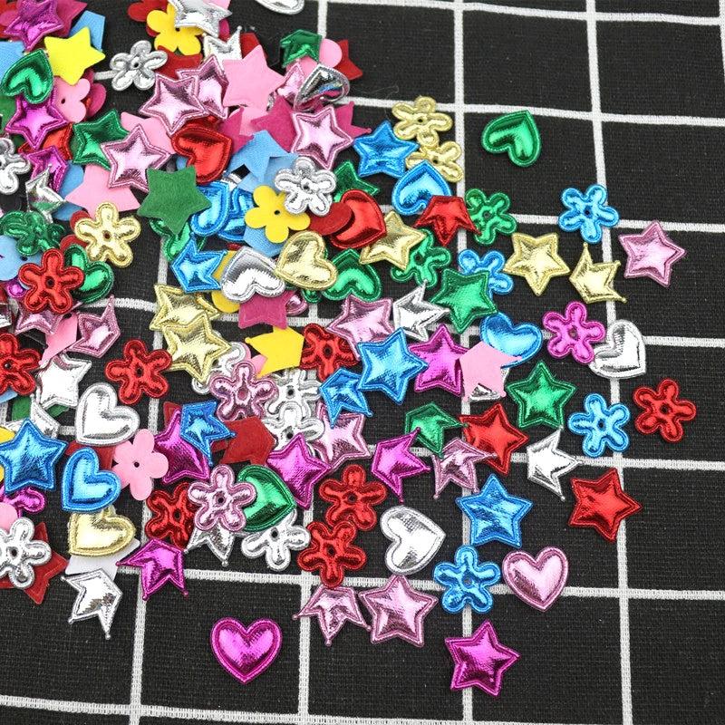200pcs Mixed Shape Padded Patch Appliques DIY Crafts Arts Kids