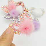 10Pcs Rhinestone Mouse Ears with Mink Fur Patches DIY Accessories