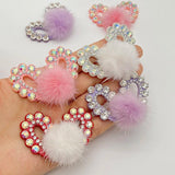 10Pcs Rhinestone Mouse Ears with Mink Fur Patches DIY Accessories