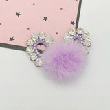 10Pcs Rhinestone Mouse Ears with Mink Fur Patches DIY Accessories