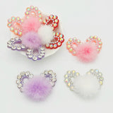 10Pcs Rhinestone Mouse Ears with Mink Fur Patches DIY Accessories