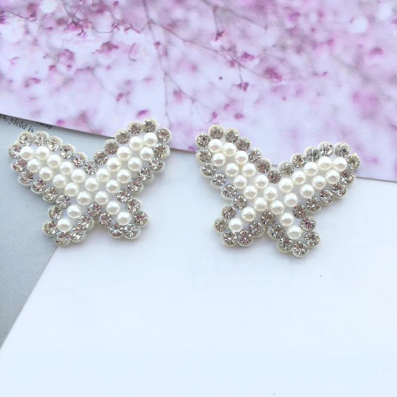12Pcs 42MM Star Heart Pearl Rhinestone Applique for DIY Clothes Crafts Decor
