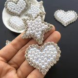 12Pcs 42MM Star Heart Pearl Rhinestone Applique for DIY Clothes Crafts Decor