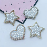 12Pcs 42MM Star Heart Pearl Rhinestone Applique for DIY Clothes Crafts Decor