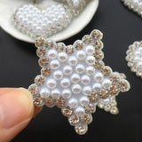 12Pcs 42MM Star Heart Pearl Rhinestone Applique for DIY Clothes Crafts Decor