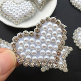12Pcs 42MM Star Heart Pearl Rhinestone Applique for DIY Clothes Crafts Decor