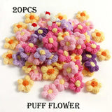 20Pcs 4.5cm Puff Flower DIY Hand-knitted Cotton Wool Hook Flower Craft Supplies