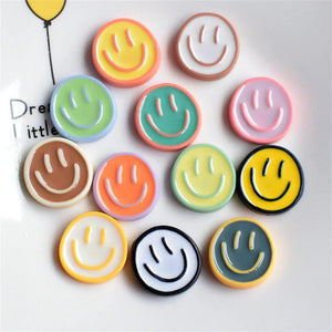 20Pcs Smiling Face Resin DIY Accessory for Earring Hairpin Clothing Phone Case