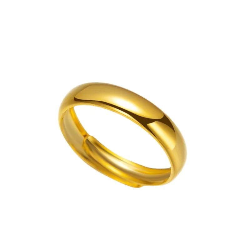 24K Yellow Plated Glossy Spaghetti Ring Open Ring for Women