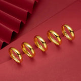 24K Yellow Plated Glossy Spaghetti Ring Open Ring for Women