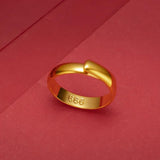 24K Yellow Plated Glossy Spaghetti Ring Open Ring for Women