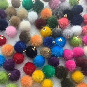 60 Pcs Plush Ball Pendants 15mm DIY Art Jewelry Hair Accessories Wedding Decor