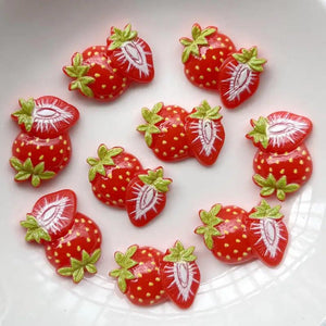 30PCS 20-25mm Strawberry Resin Accessories for DIY Phone Case