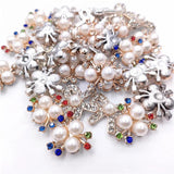 20Pcs Flower Rhinestone Pearl Button DIY Headband Accessories