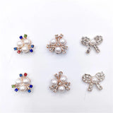 20Pcs Flower Rhinestone Pearl Button DIY Headband Accessories