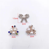 20Pcs Flower Rhinestone Pearl Button DIY Headband Accessories