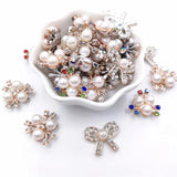 20Pcs Flower Rhinestone Pearl Button DIY Headband Accessories