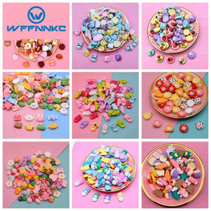30Pcs Mixed Cartoon Animal Flower Food DIY Resin Accessories Phone Shell Fridge