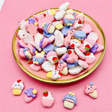 30Pcs Mixed Cartoon Animal Flower Food DIY Resin Accessories Phone Shell Fridge