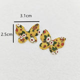 100Pcs Flower Print Butterfly Padded Appliques DIY Sewing Supplies