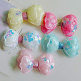 10pcs Bright Pink Double Round Edge Bow Padded Appliques Hair Accessories DIY