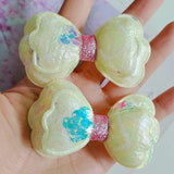 10pcs Bright Pink Double Round Edge Bow Padded Appliques Hair Accessories DIY