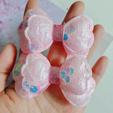 10pcs Bright Pink Double Round Edge Bow Padded Appliques Hair Accessories DIY