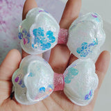 10pcs Bright Pink Double Round Edge Bow Padded Appliques Hair Accessories DIY