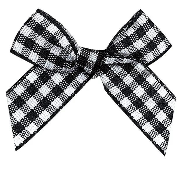 50Pcs Polyester Gingham Ribbon Bows DIY Craft Wedding Party Decor Plaid Bowknot